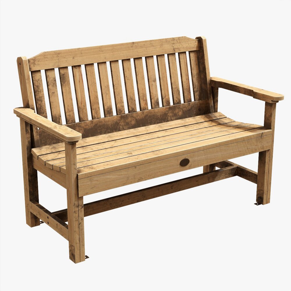 Wood Outdoor Garden Bench Dirty 3Dモデル