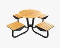 Wood Outdoor Umbrella Table With 4 Seats 3d model