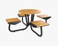 Wood Outdoor Umbrella Table With 4 Seats 3D модель