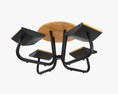 Wood Outdoor Umbrella Table With 4 Seats 3D 모델 