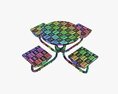 Wood Outdoor Umbrella Table With 4 Seats 3d model