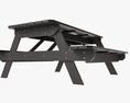 Wood Picnic Table Dark Modello 3D