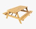 Wood Picnic Table Dirty Modello 3D