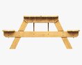 Wood Picnic Table Dirty 3D модель