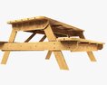 Wood Picnic Table Dirty 3D模型