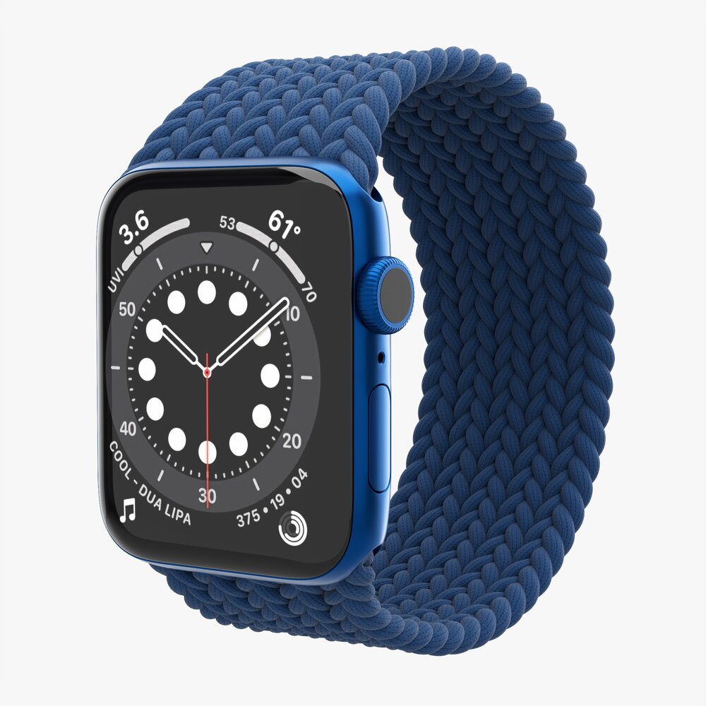 Apple Watch Series 6 Braided Solo Loop Blue 3D модель
