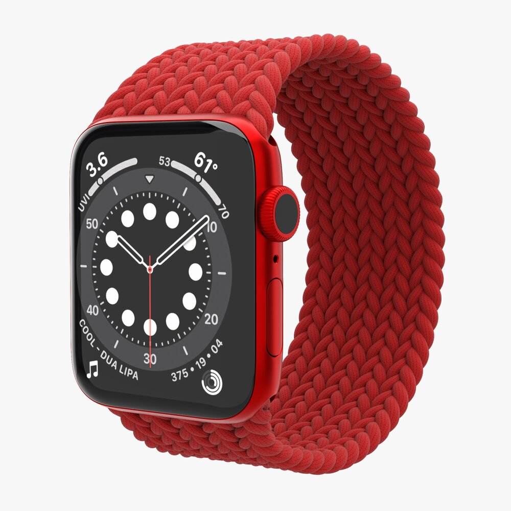 Apple Watch Series 6 Braided Solo Loop Red 3D model