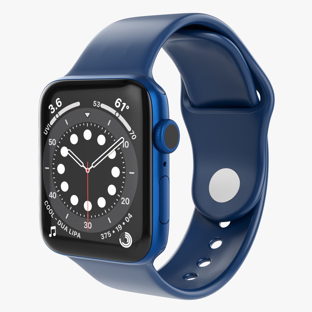 Apple Watch Series 6 Silicone Loop Blue 3D model