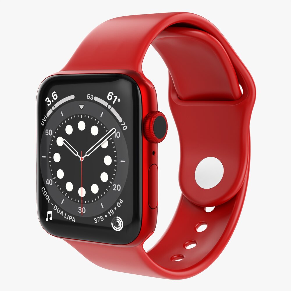 Apple Watch Series 6 Silicone Loop Red 3D model