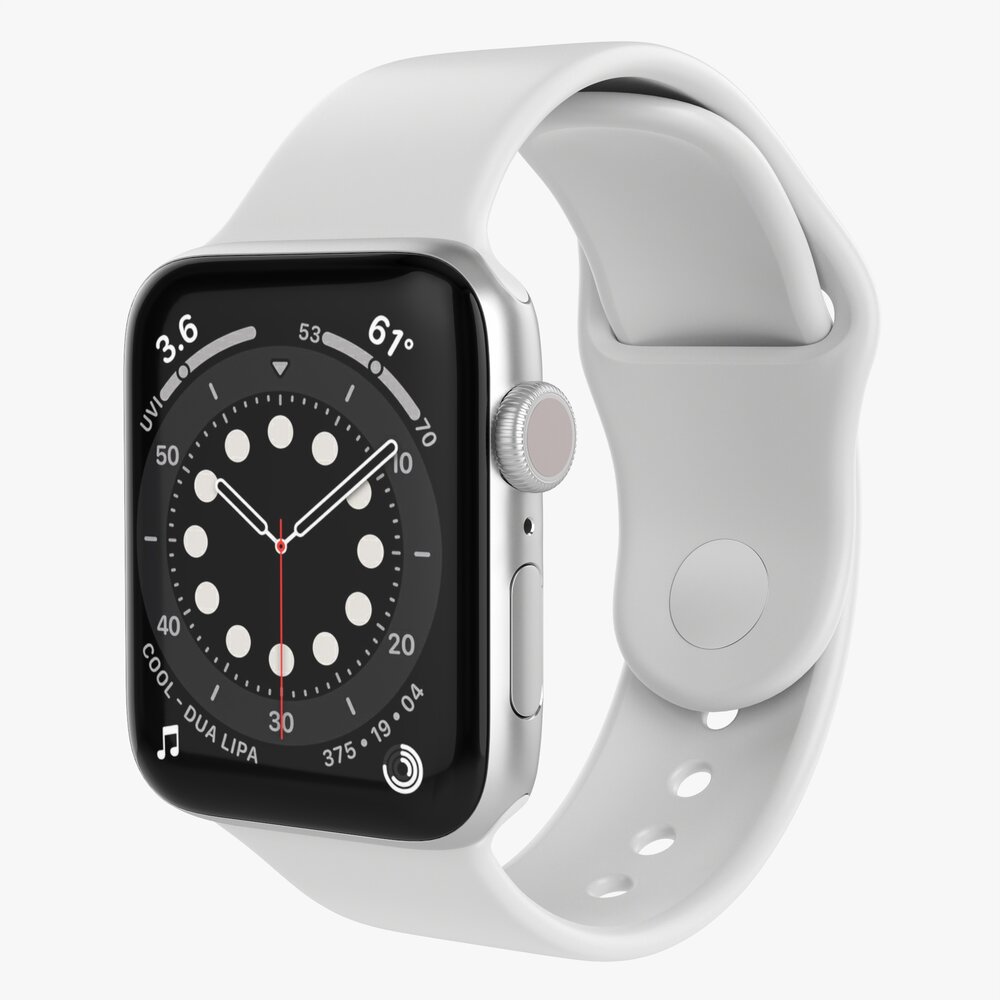 Apple Watch Series 6 Silicone Loop Silver Modèle 3D