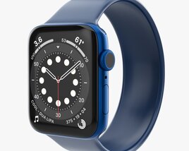 Apple Watch Series 6 Silicone Solo Loop Blue Modèle 3D