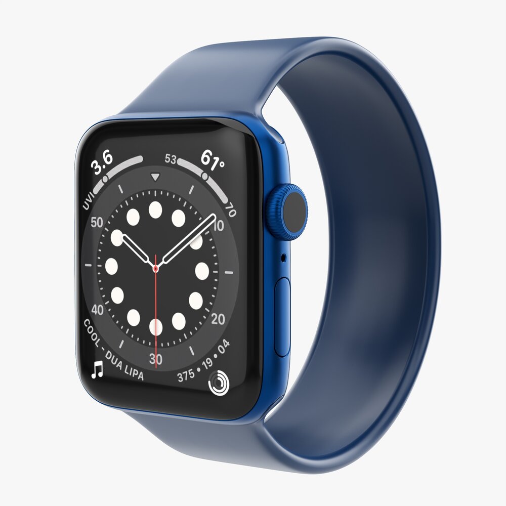 Apple Watch Series 6 Silicone Solo Loop Blue 3D модель