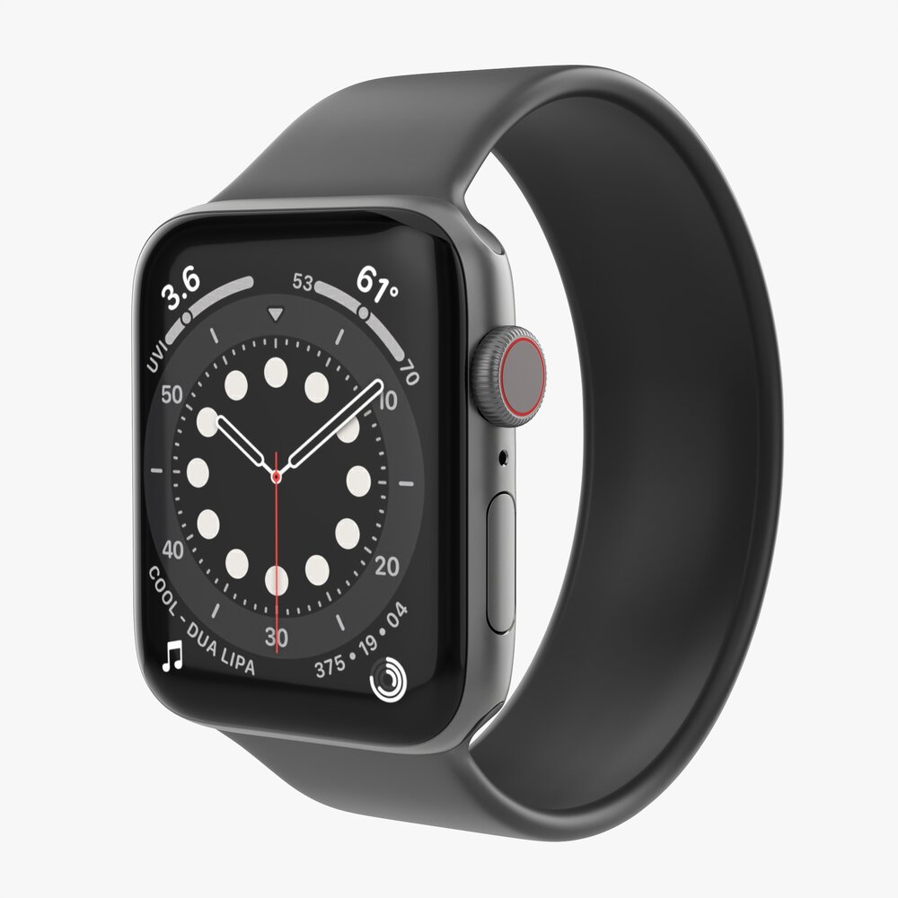 Apple Watch Series 6 Silicone Solo Loop Gray Modèle 3D