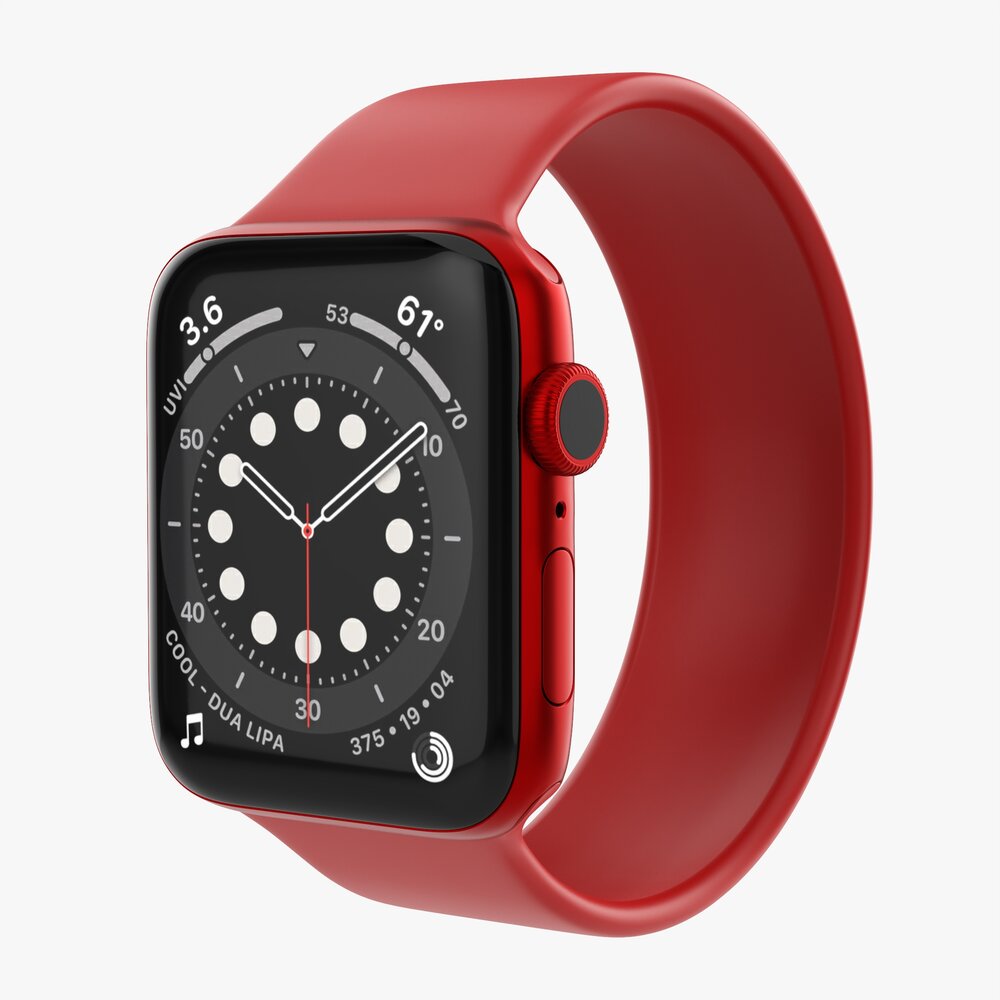 Apple Watch Series 6 Silicone Solo Loop Red Modelo 3d
