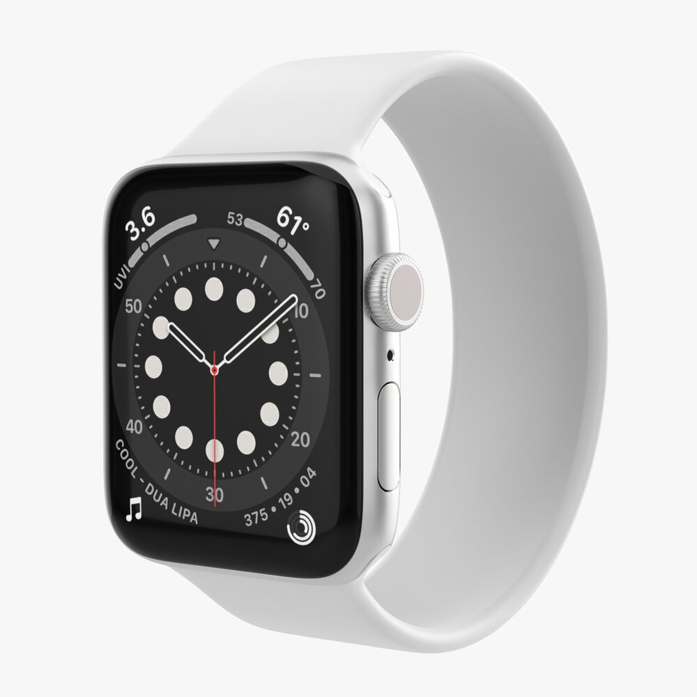 Apple Watch Series 6 Silicone Solo Loop Silver Modèle 3D