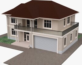 Building Villa Two-Story House With Garage 3D 모델 