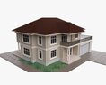 Building Villa Two-Story House With Garage 3D-Modell