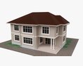 Building Villa Two-Story House With Garage Modello 3D