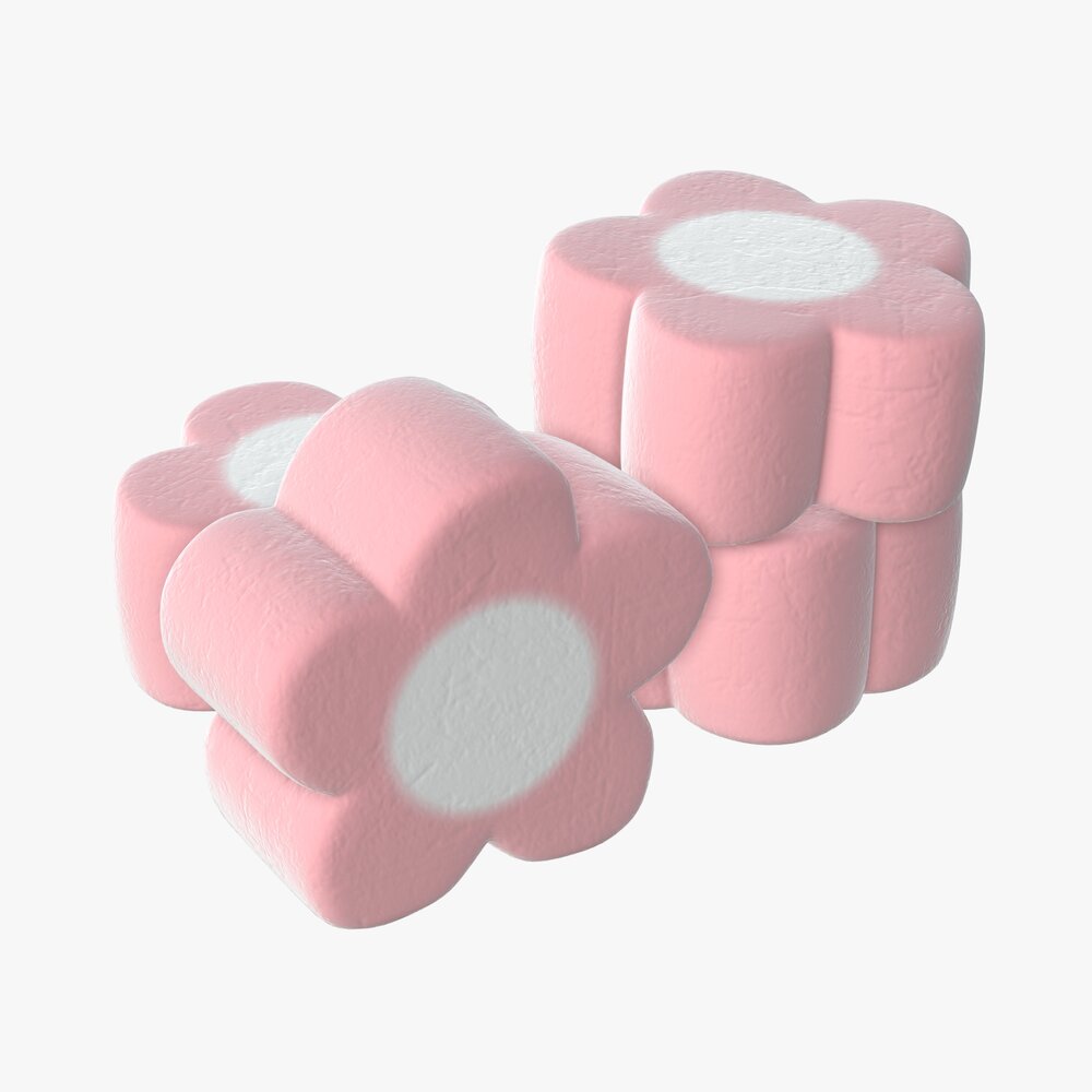 Marshmallows Candy Flower Shape 3D model