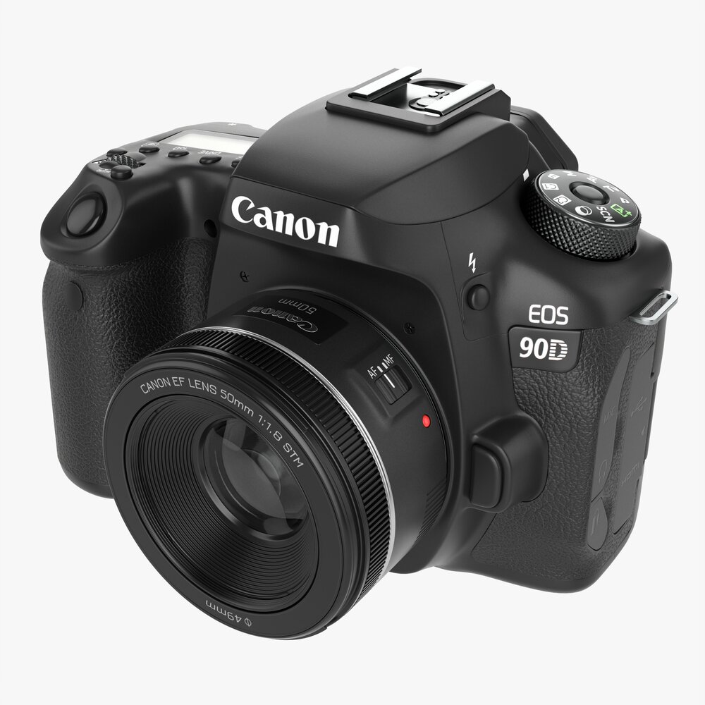 Canon Eos 90d Dslr Camera 50mm F1.8 Stm Lens 01 3D model