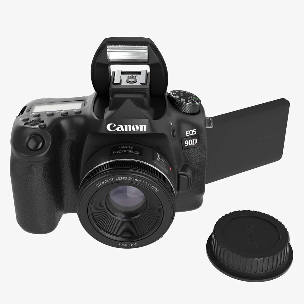 Canon Eos 90d Dslr Camera 50mm F1.8 Stm Lens 3D модель