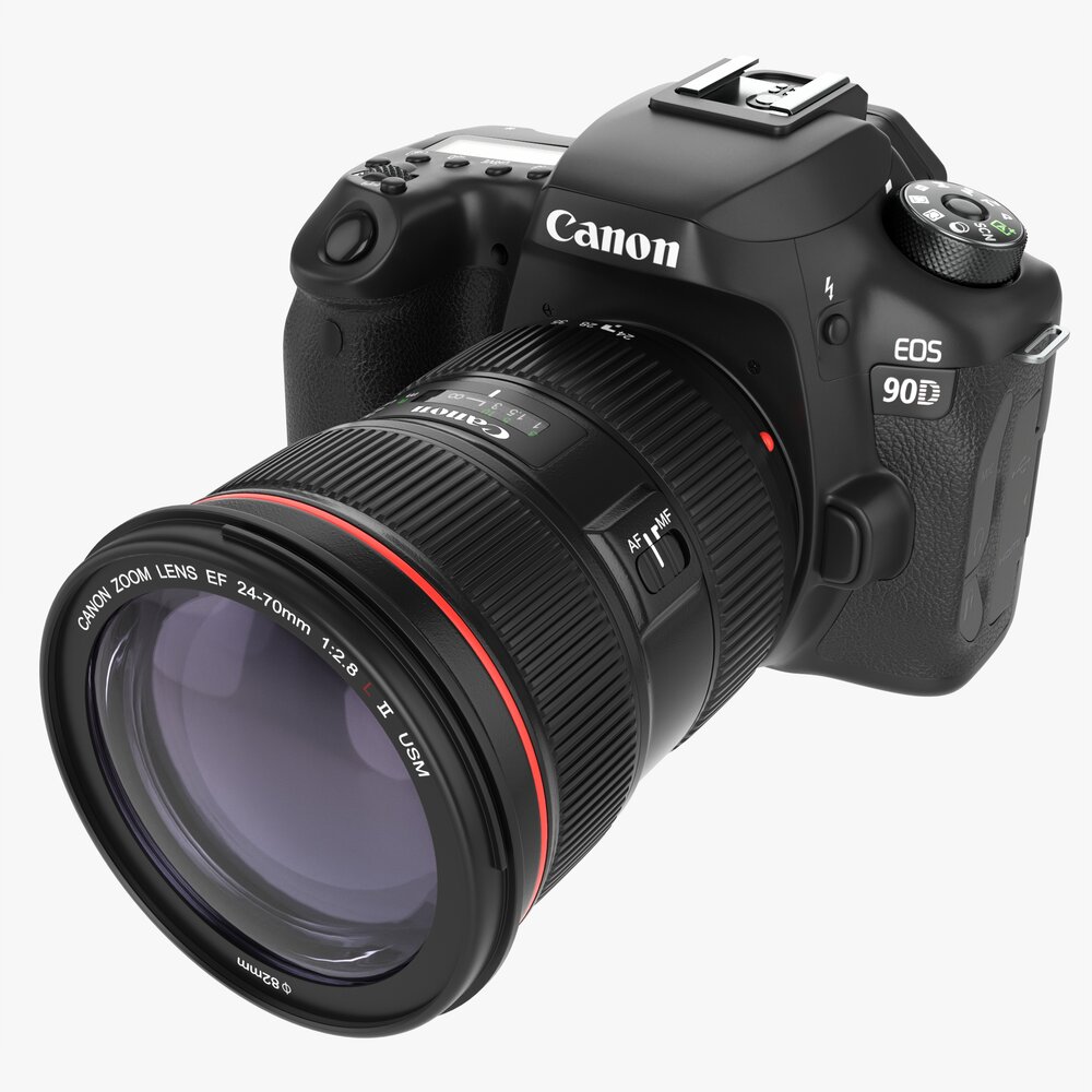 Canon Eos 90d Dslr Camera Ef 24-70mm F2.8l Ii Usm Lens 01 3D model