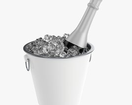 Champagne Bottle In Bucket With Ice 3D model
