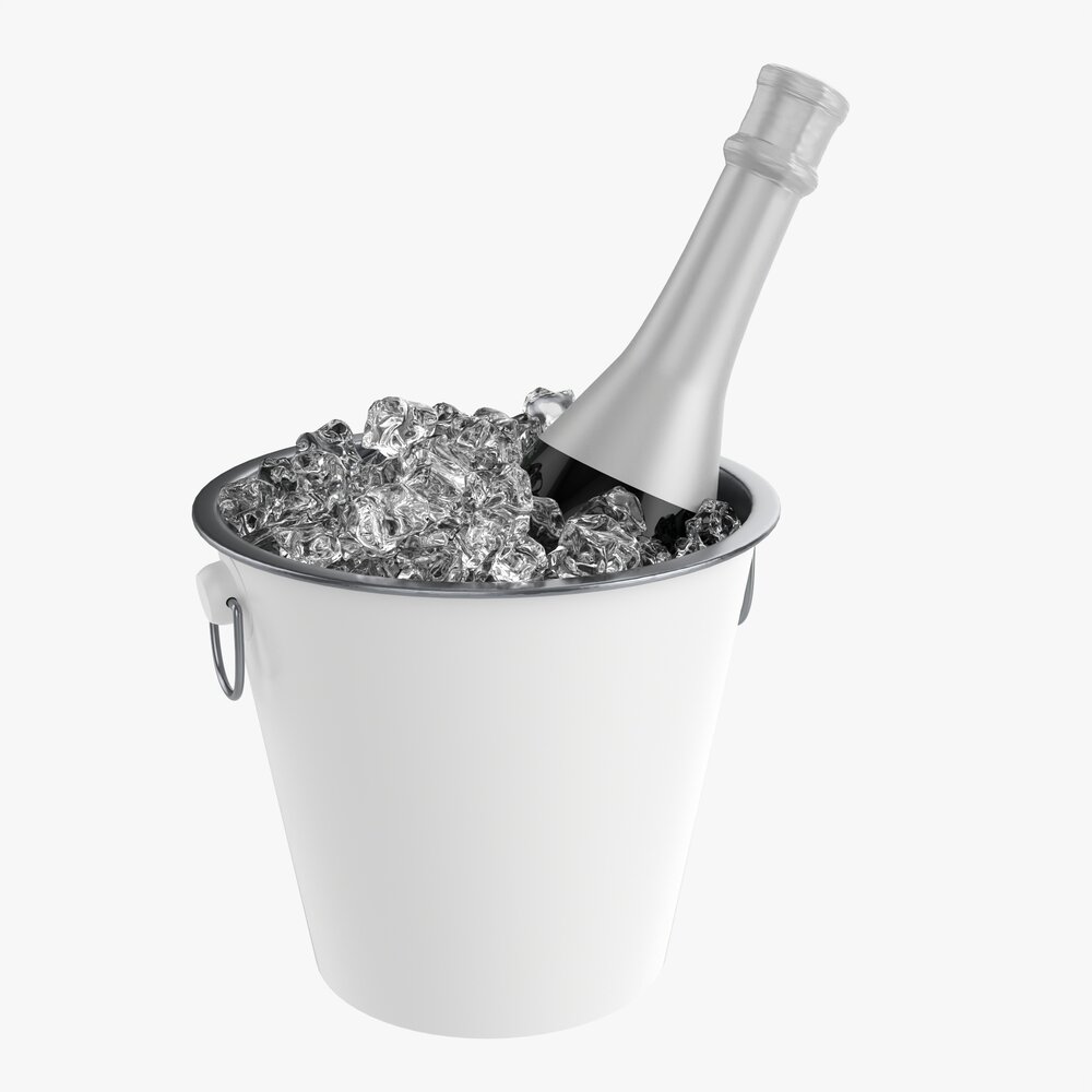 Champagne Bottle In Bucket With Ice 3D模型