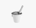 Champagne Bottle In Bucket With Ice 3d model