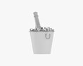 Champagne Bottle In Bucket With Ice 3D 모델 
