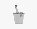 Champagne Bottle In Bucket With Ice 3d model