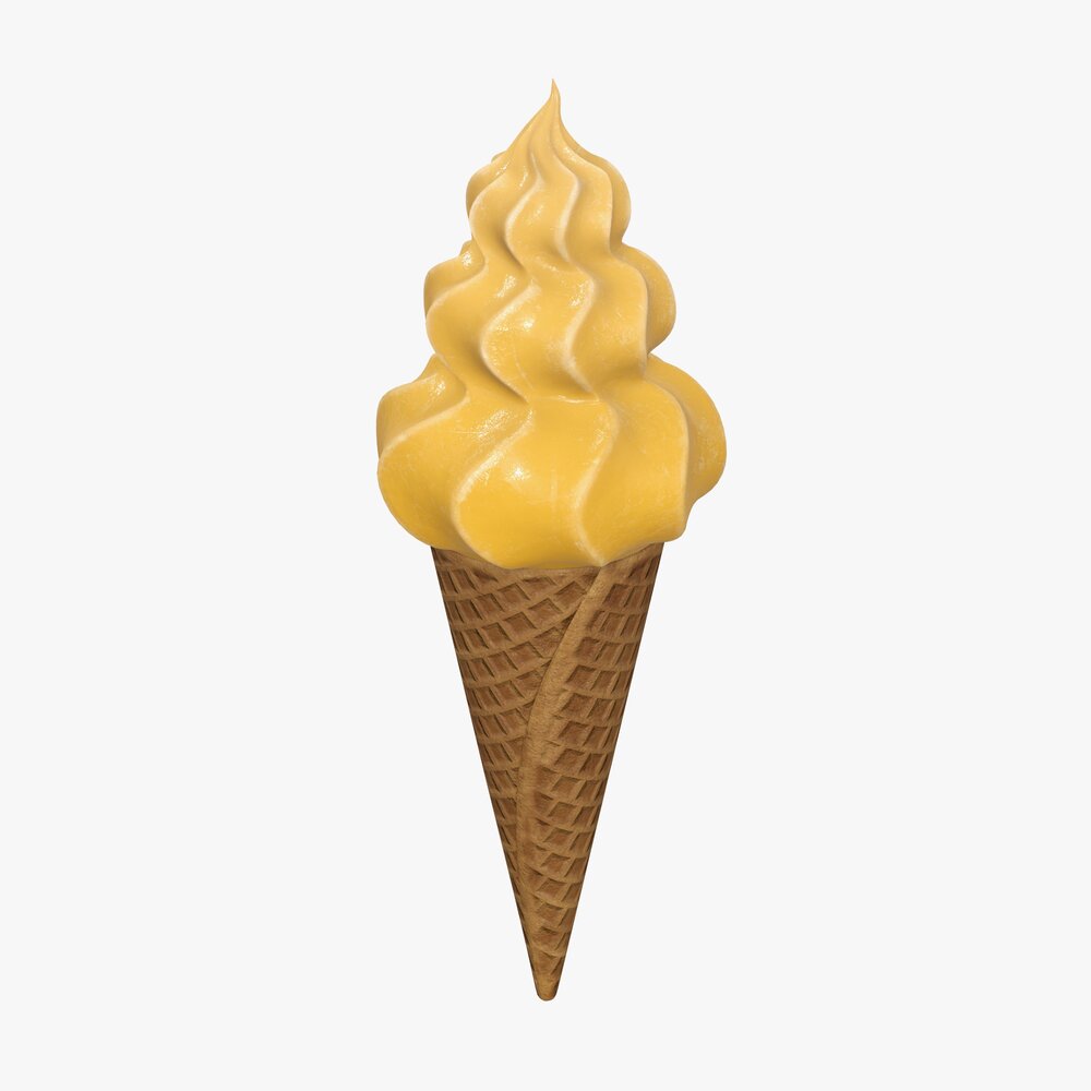 Ice Cream In Waffle Cone 01 3D model