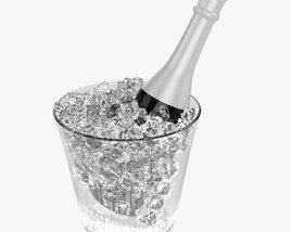 Champagne Bottle In Glass Bucket With Ice 3D 모델 