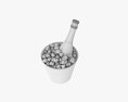 Champagne Bottle In Glass Bucket With Ice 3Dモデル