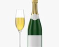 Champagne Bottle With Glass Modelo 3d