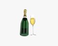 Champagne Bottle With Glass Modelo 3d