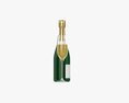 Champagne Bottle With Glass Modèle 3d