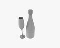 Champagne Bottle With Glass Modelo 3D