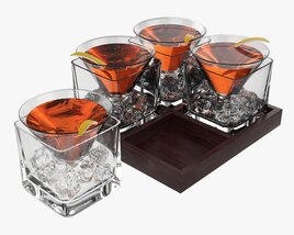 Cocktails On Stand With Lemon 3D модель