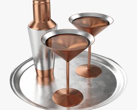 Cocktail With Shaker On Tray 3D model