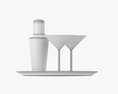 Cocktail With Shaker On Tray 3d model