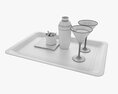 Cocktail With Shaker On Tray And Olives 3d model