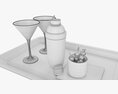 Cocktail With Shaker On Tray And Olives 3D-Modell