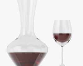 Decanter With Wine And Glass Modello 3D
