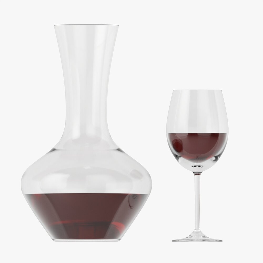 Decanter With Wine And Glass Modèle 3D