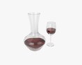 Decanter With Wine And Glass 3d model