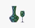 Decanter With Wine And Glass 3Dモデル