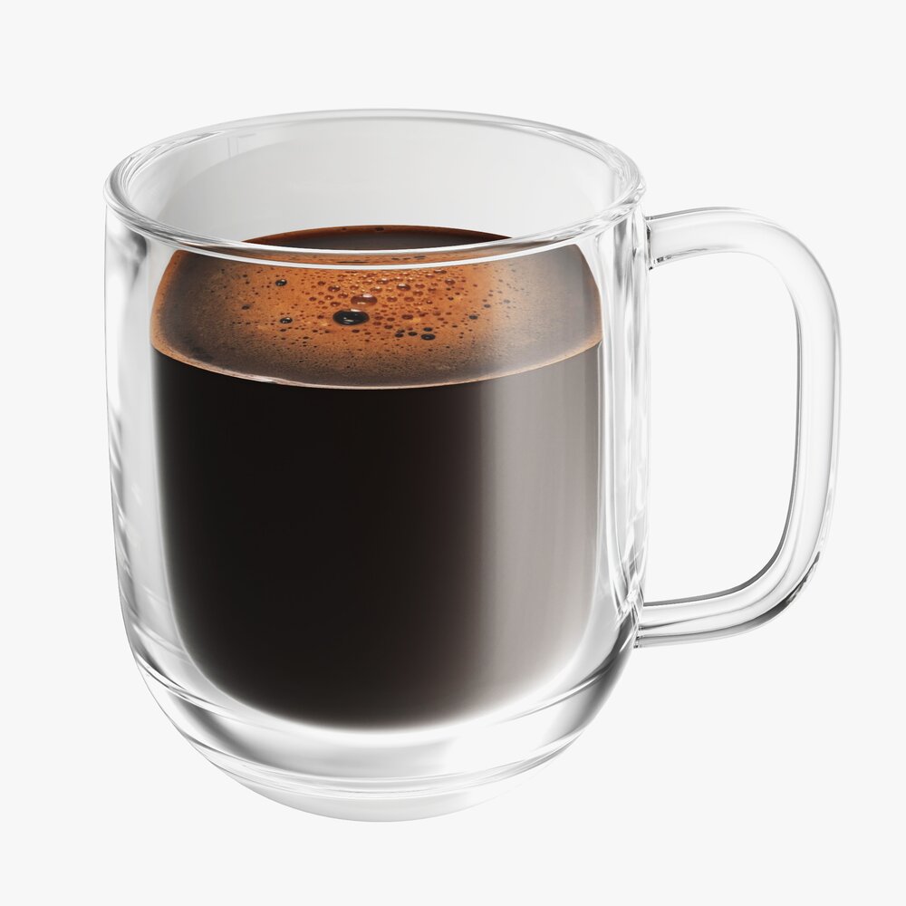 Glass Transparent Coffee Mug With Handle 02 Modèle 3D