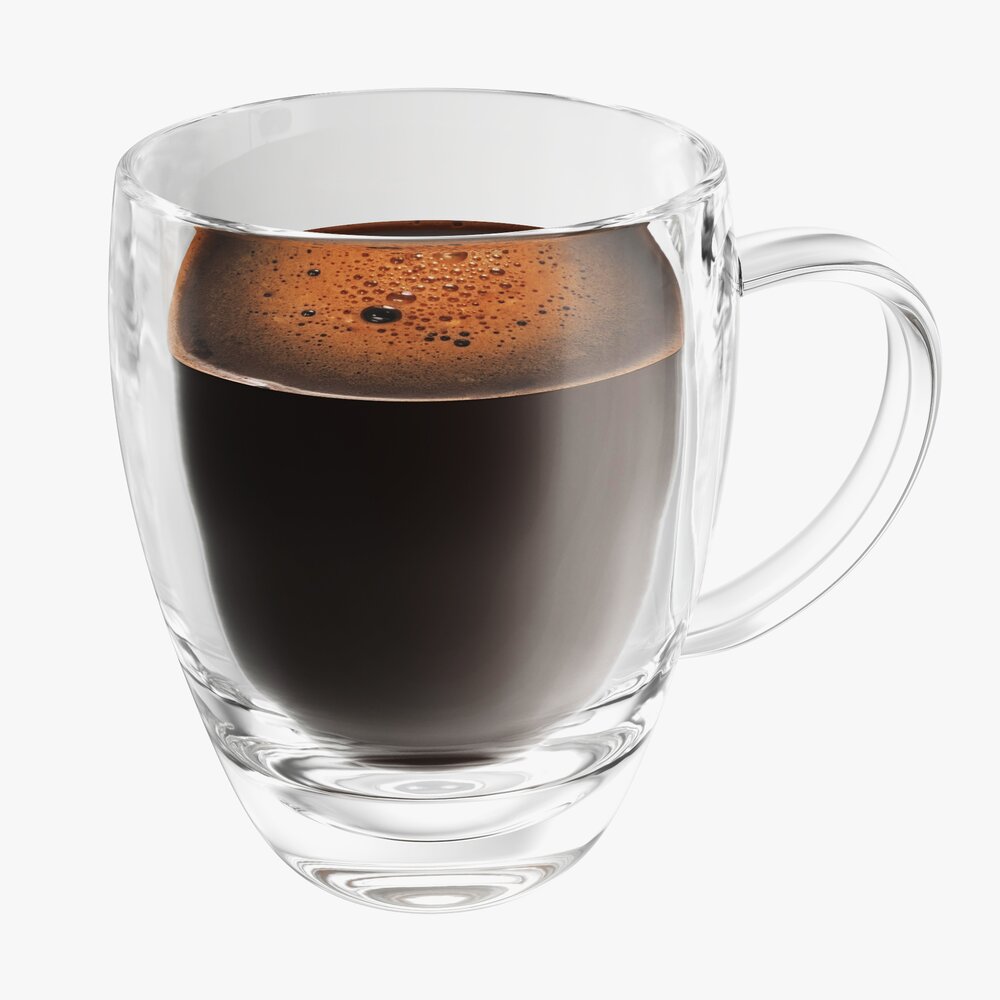 Glass Transparent Coffee Mug With Handle 04 3D-Modell
