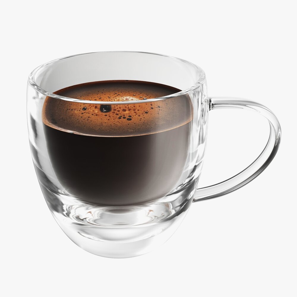 Glass Transparent Coffee Mug With Handle 05 3Dモデル